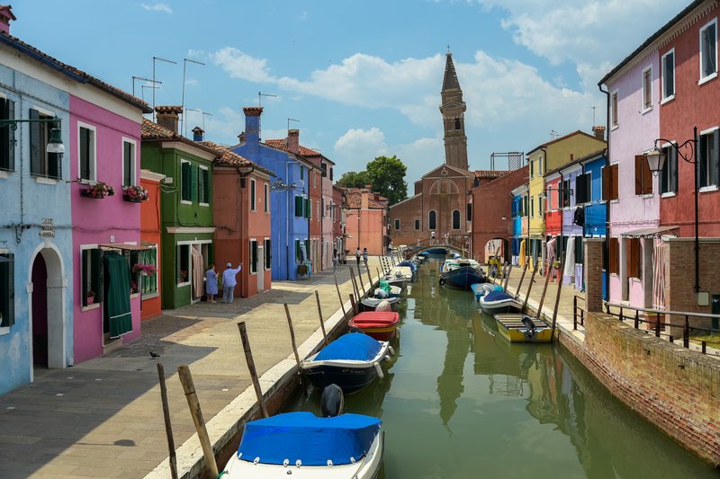 Burano colorful canal houses