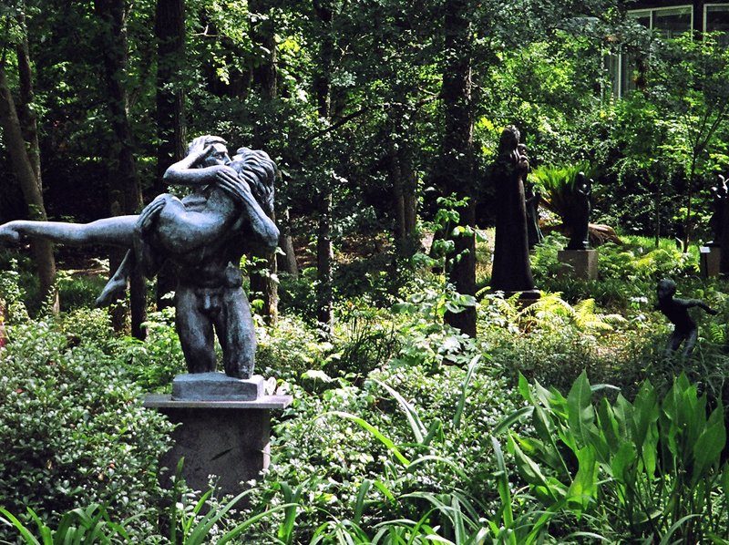 Umlauf Sculpture Garden outdoor bronzes in a wooded setting