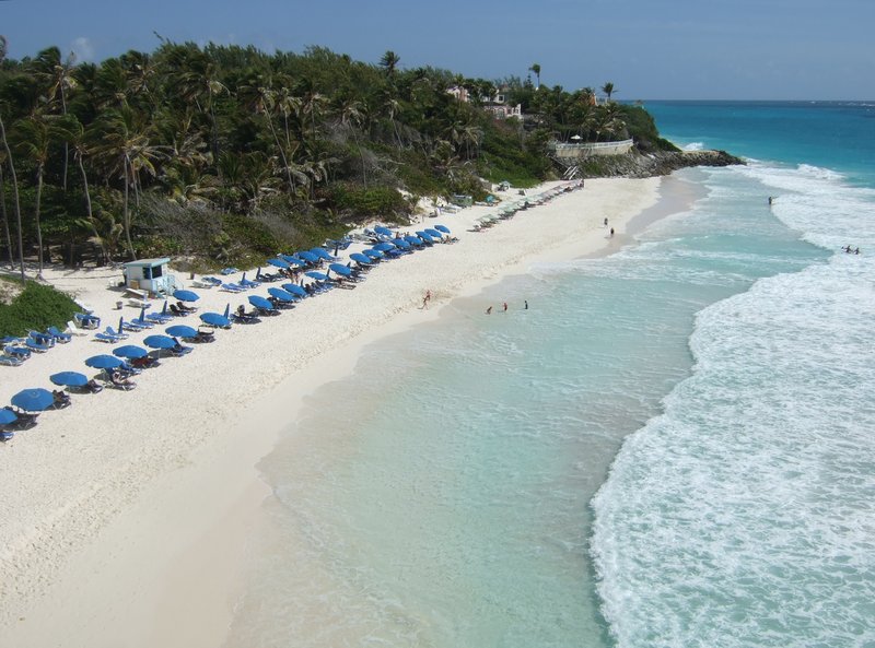 Crane Beach — pink sand and cliffs, St Philip, Barbados