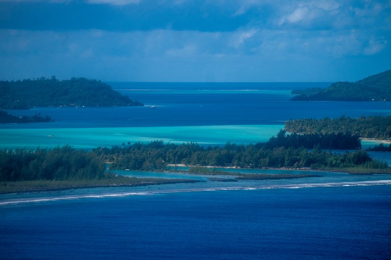 Bora Bora lagoon and Mount Otemanu volcanic peak from viewpoint