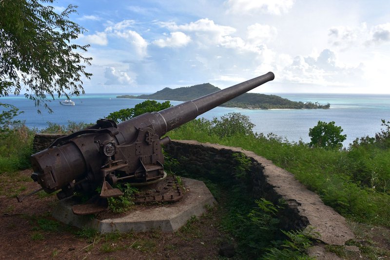 American WWII naval gun at Bora Bora