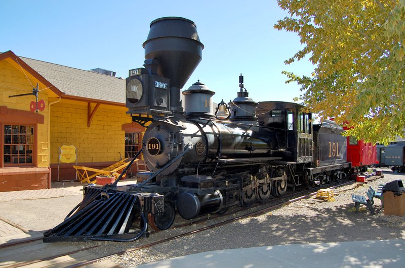 Historic steam locomotive at the Colorado Railroad Museum in Golden