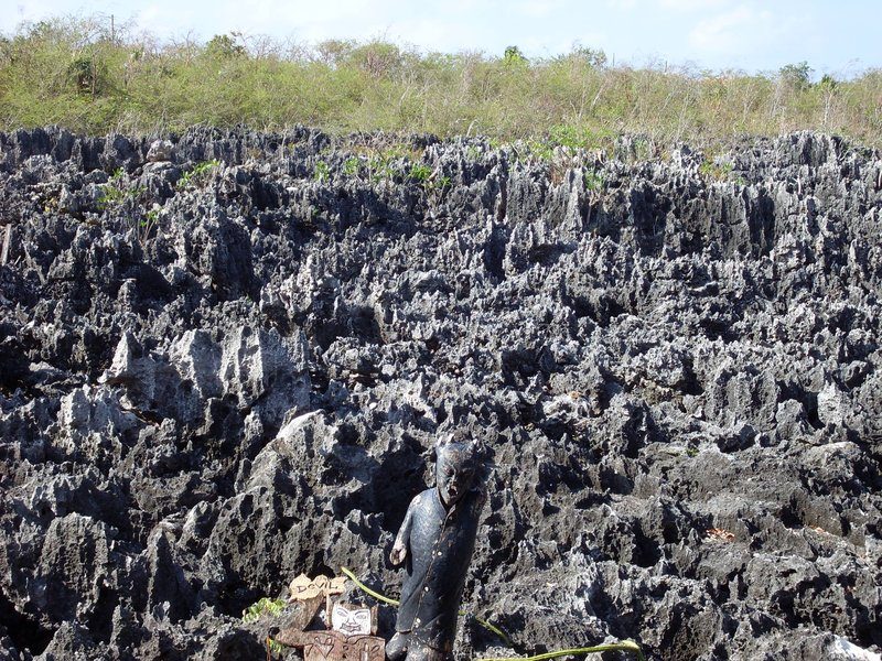 Jagged black ironshore limestone formations at Hell, West Bay, Grand Cayman