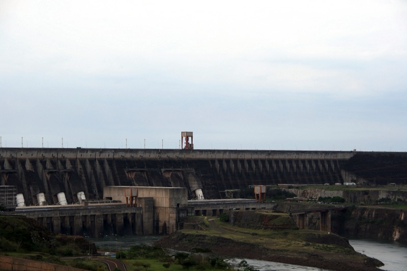 Itaipu Dam — spillway view from the dam crest, Paraná River, Brazil-Paraguay border
