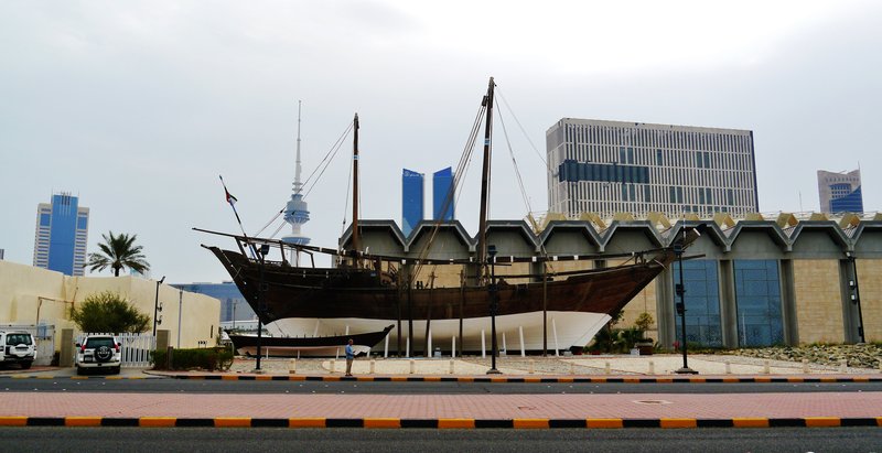 Traditional dhow boats on Arabian Gulf Street Kuwait City