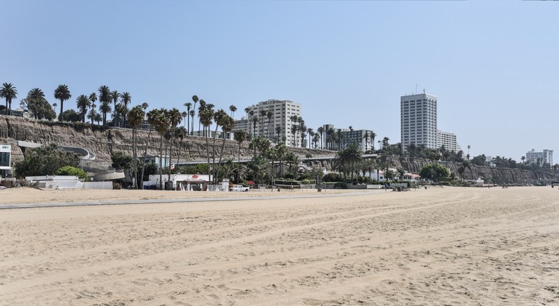 Santa Monica beach and coastal bluffs