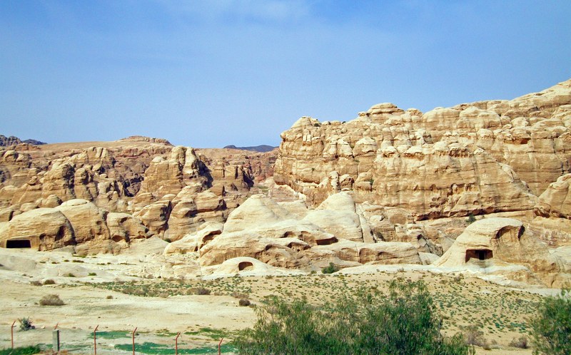 Rocky landscape near Wu'ayra Castle Petra Jordan