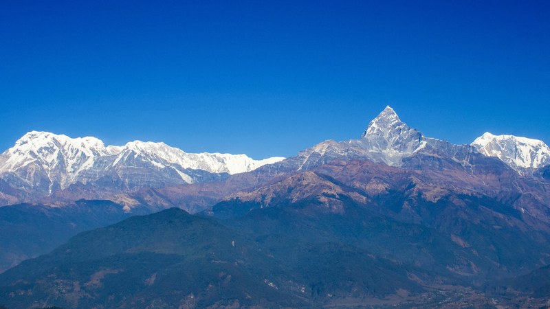 Annapurna South and Machapuchare from Sarangkot Nepal