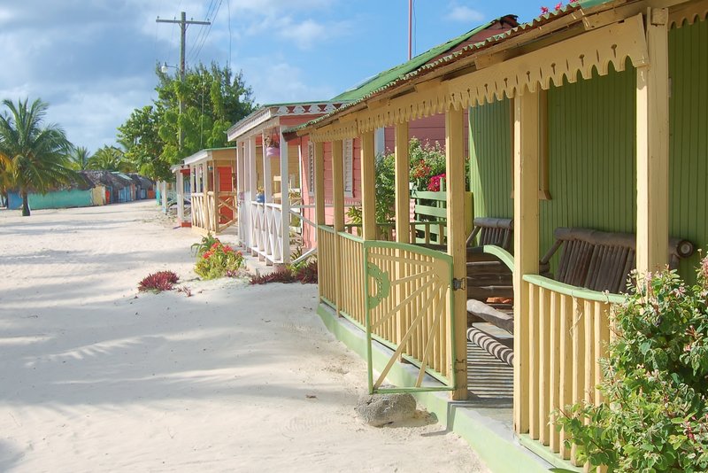 Beachfront houses at Mano Juan fishing village on Saona Island