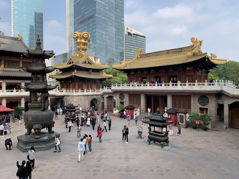 Jing'an Temple gilded Buddhist temple facade Nanjing West Road Shanghai