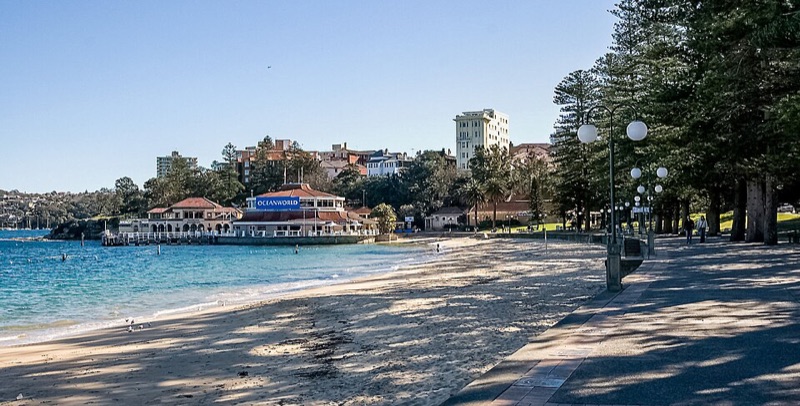 Manly Beach ocean shoreline and northern headland